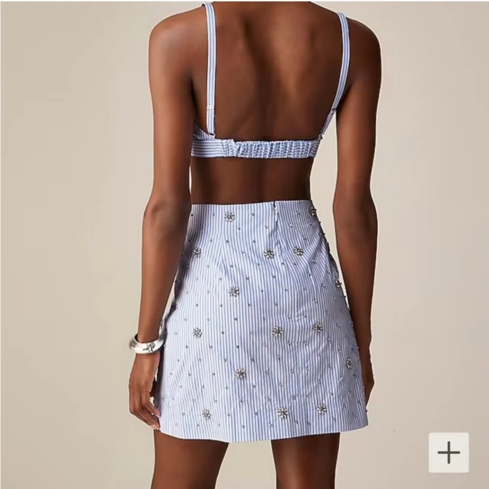 J. Crew Collection embellished mini skirt in stripe, size 4 $148_2
